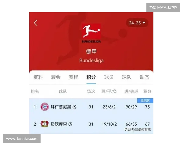 德甲积分榜激烈竞争 争冠和保级形势愈加复杂